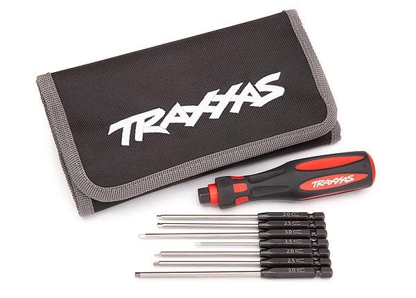 Traxxas Speed Bit Master Set hex driver 7-piece straight and ball end includes premium handle (medium), travel pouch, hex drivers (straight: 1.5mm, 2.0mm, 2.5mm, 3.0mm)(ball end drivers: 2mm, 2.5mm, 3mm)