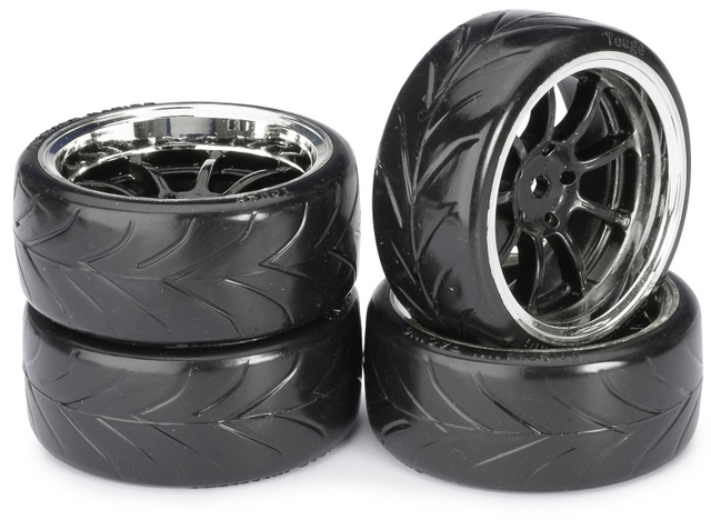 Absima Chrome / Black Drifting Wheels 9-Spokes 1/10 (4)