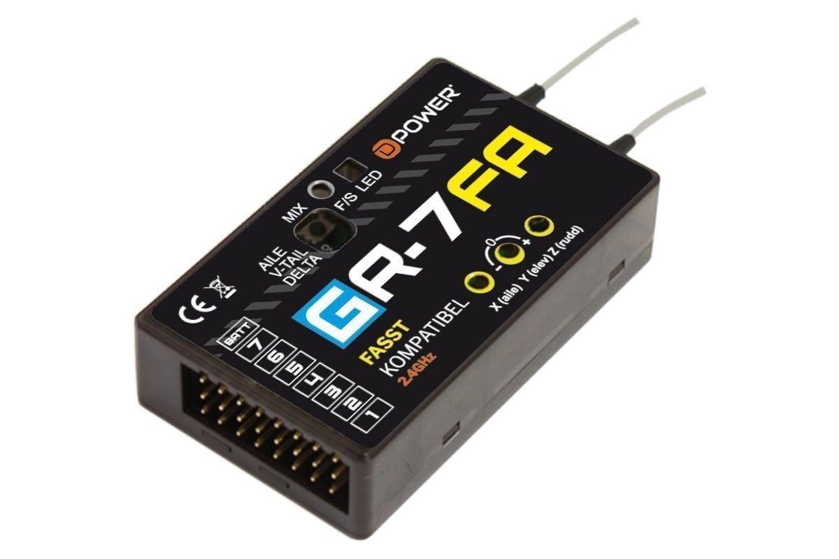 D-Power GR-7FA 2.4GHz ontvanger met 3X Gyro FASST compatibel