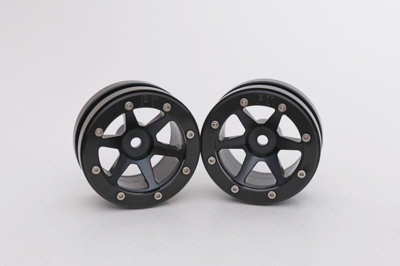 Metsafil Beadlock Wheels PT-Slingshot Zwart 1.9" (2) 1/10