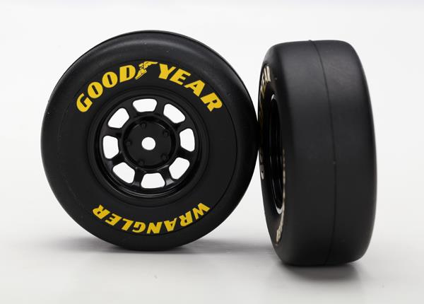 Traxxas Tires And Wheels Assembled Glued (8-Spoke Wheels Black 1.9 Goodyear Wrangler Tires) (2)