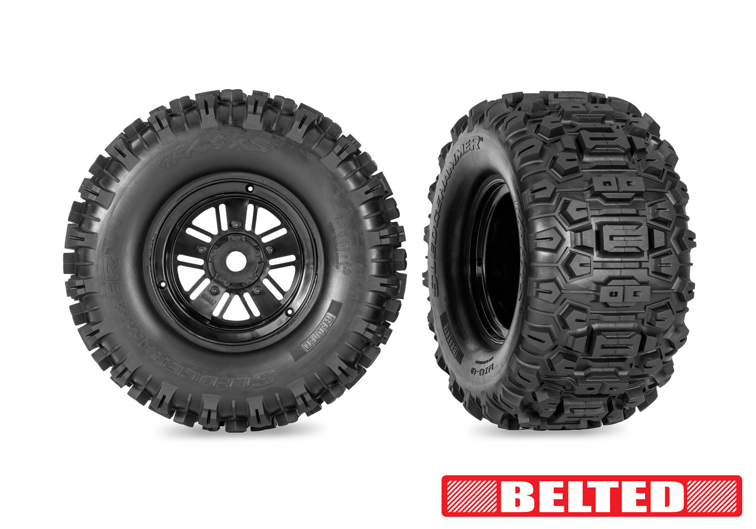 Traxxas Funco Replica Black Wheels w/ Sledgehammer Tires (2)