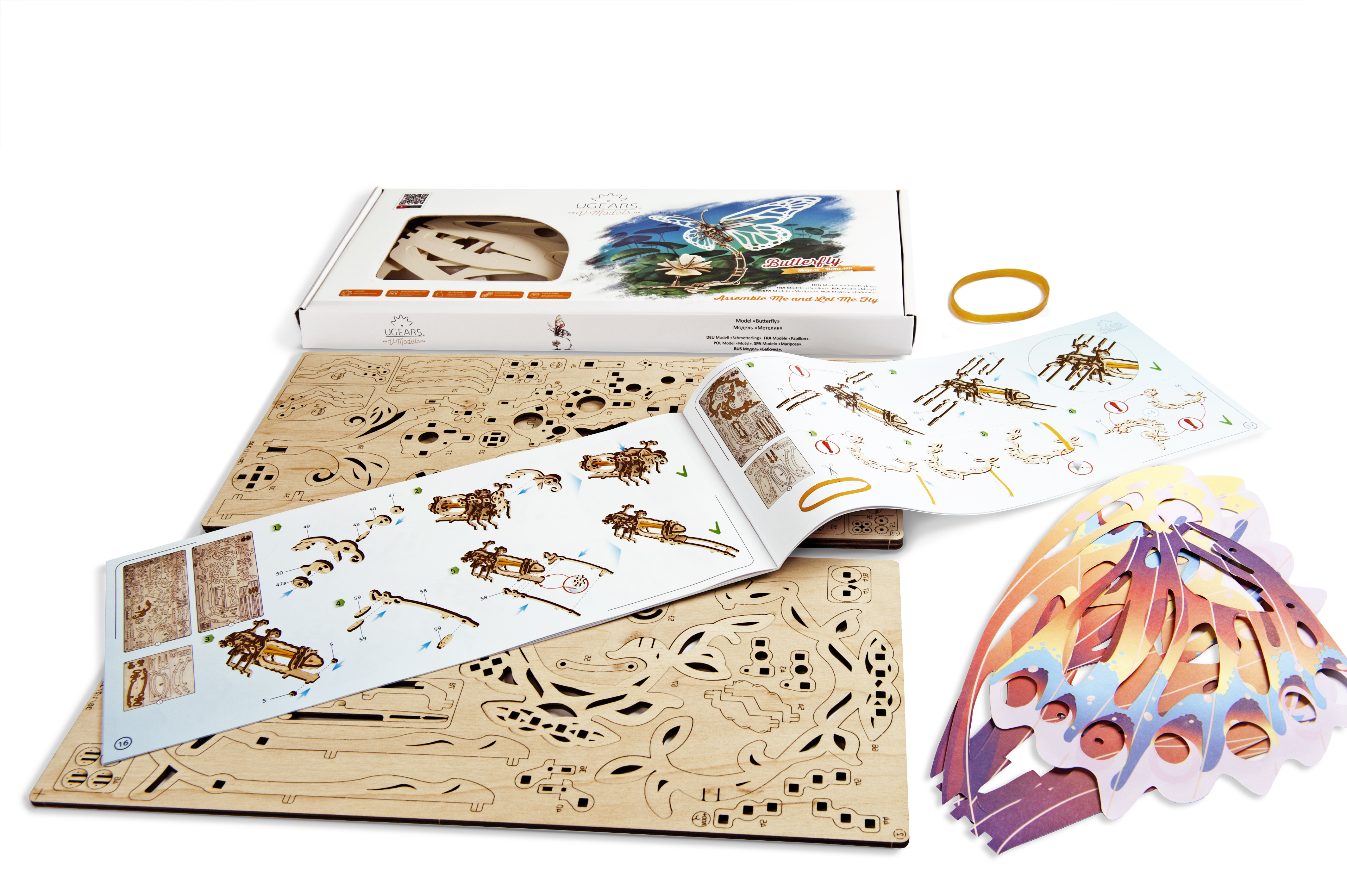 U-Gears Butterfly / Vlinder mechanisch houten bouwpakket