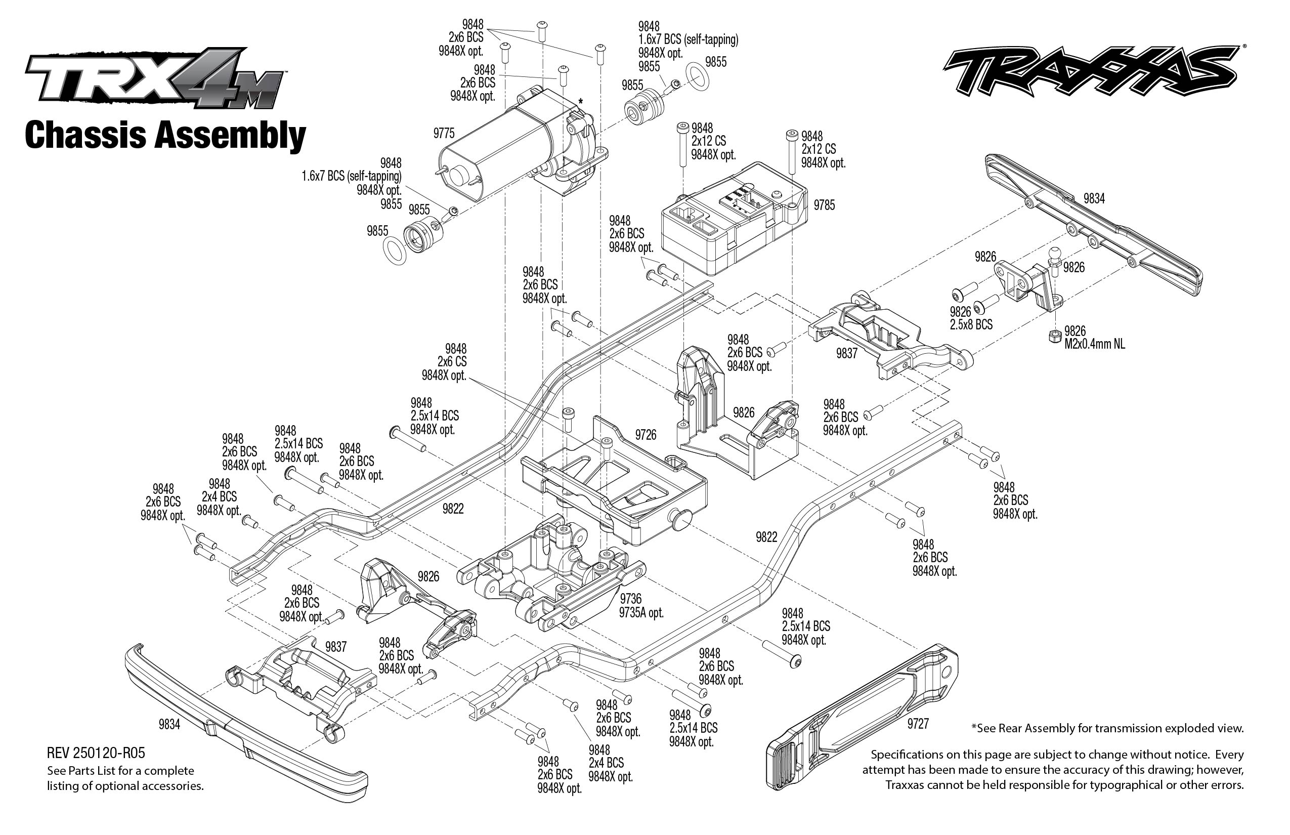 Traxxas TRX-4M Ford F-150 High Trail Edition (97044-1) Chassis Assembly Exploded View