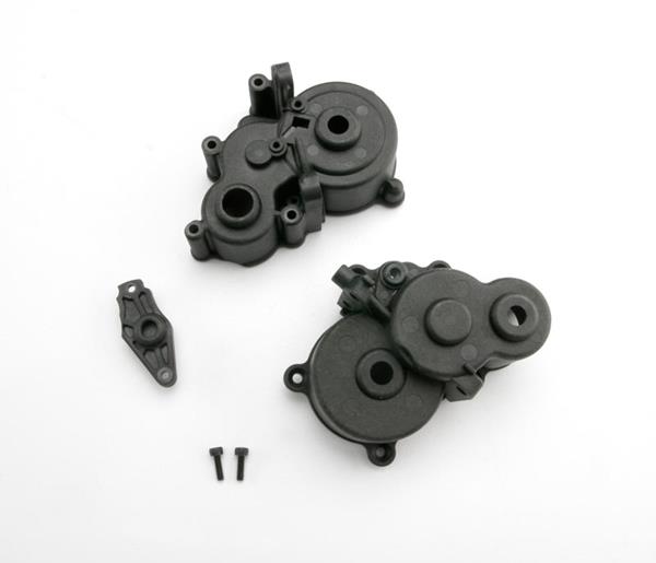 Traxxas Gearbox halves (front & rear)/ shift detent ball/ spring/ 4mm GS/ shift shaft seal, glued/ 2.5x8mm CS (2)
