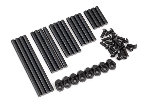 Traxxas Suspension pin set, complete (hardened steel), 4x64mm (4), 4x22mm (4), 4x38mm (4), 4x33mm (4), 4x47mm (4)/ 3x8mm BCS (14)/ 3x6mm BCS (4)/ retainers (8)