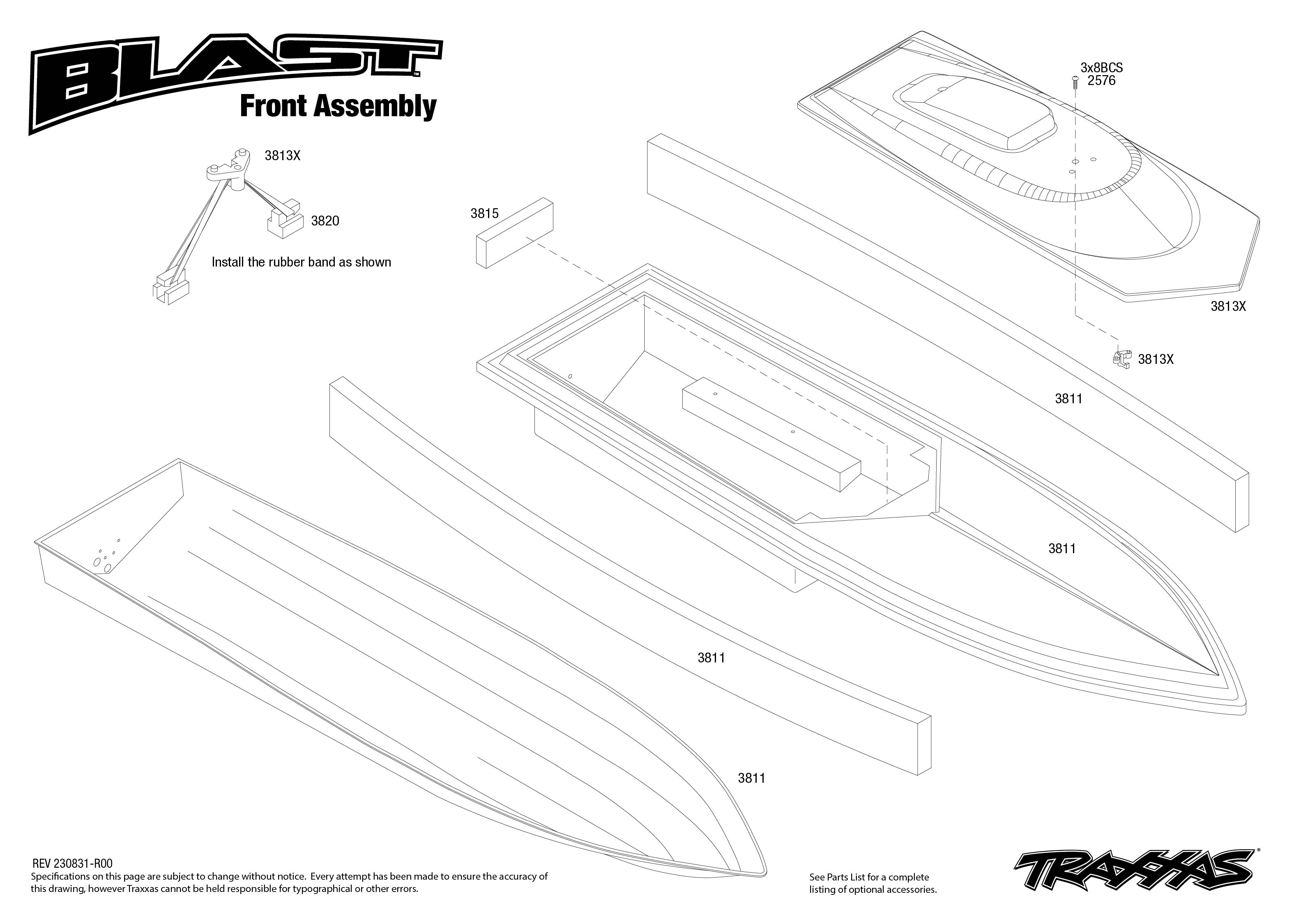 Traxxas Blast (38104-8) Front Assembly Exploded View