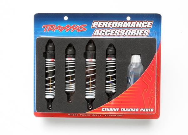 Traxxas Big Bore shocks (hard-anodized & PTFE-coated T6 aluminum) (assembled with TiN shafts and springs) (front & rear) (4)