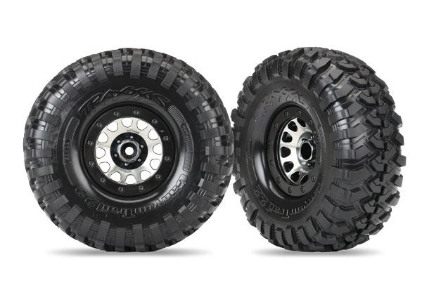 Traxxas Tires & wheels, assembled (Method Race Wheels® 105 Beadlock 2.2" black chrome beadlock wheels, Canyon Trail 5.3x2.2" tires, foam inserts) (1 left, 1 right)