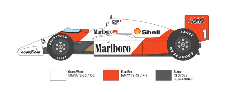 Italeri McLaren MP4/2C Prost-Rosberg 1/12