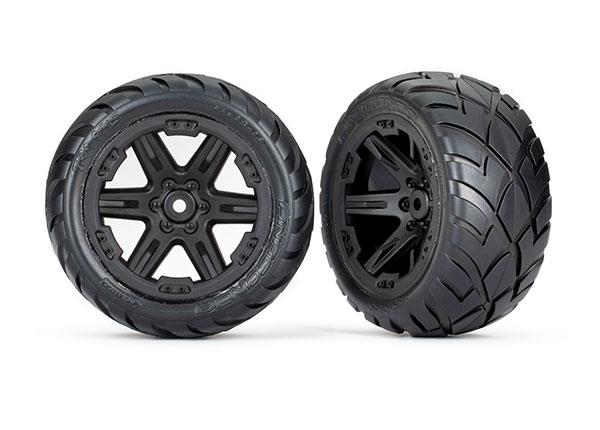 Traxxas Tires & wheels assembled glued (2.8') (RXT black wheels Anaconda tires foam inserts) (2WD electric rear) (2) (TSM rated)