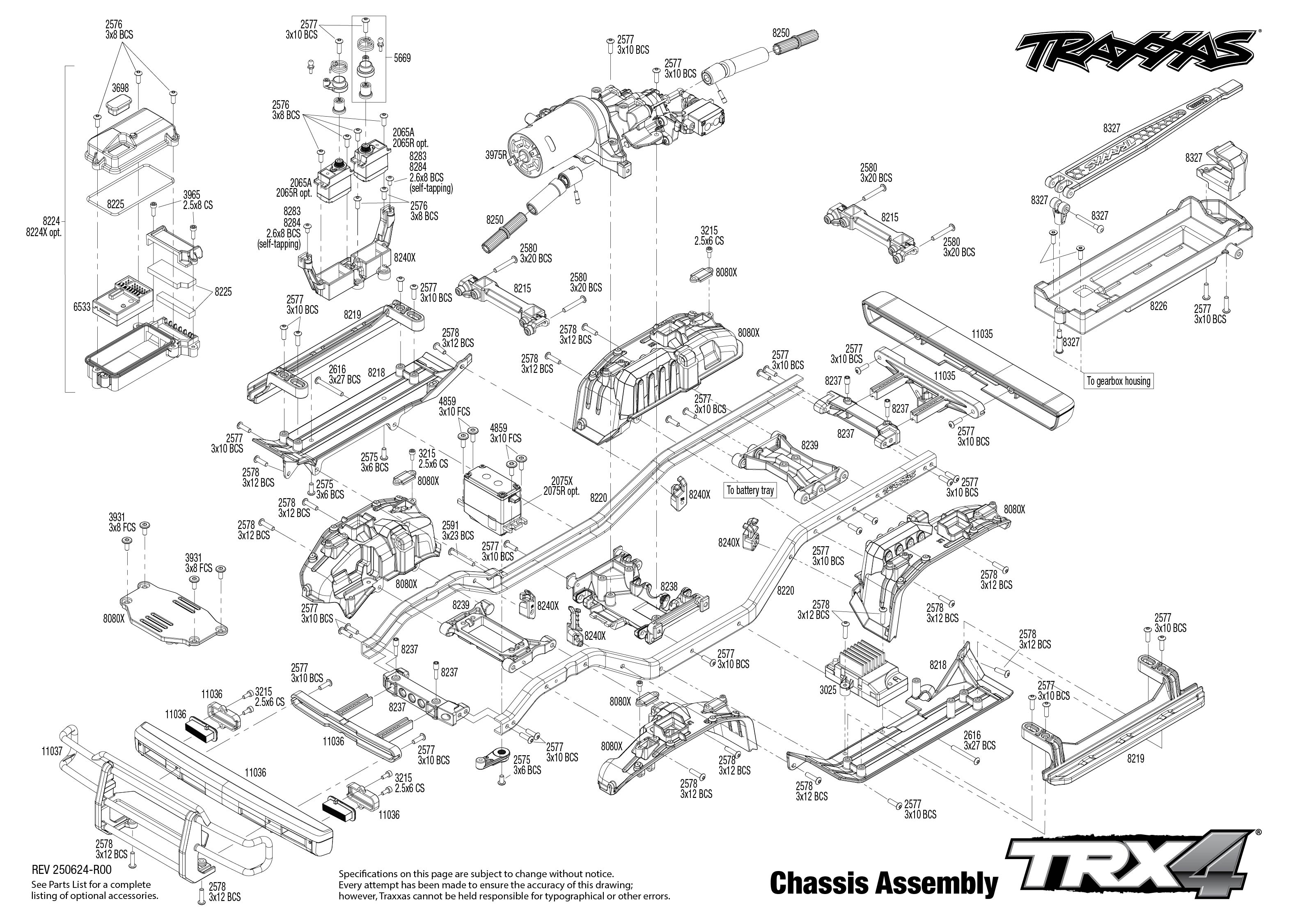 Traxxas TRX-4 Nissan Pathfinder (110056-4) Chassis Assembly Exploded View