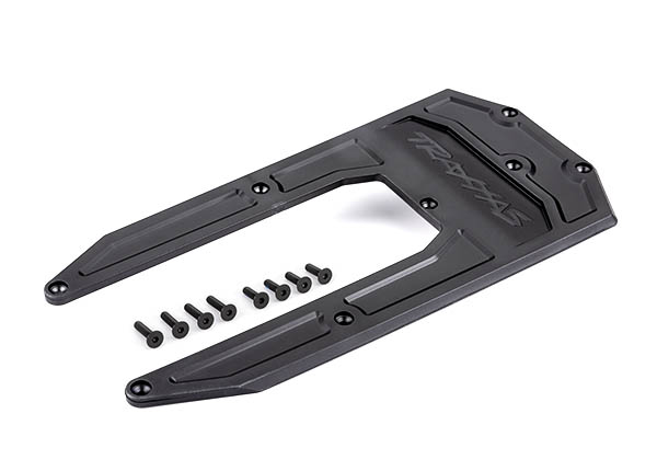 Traxxas Skidplate, chassis, black (fits Sledge®)