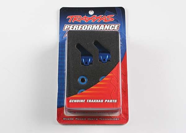 Traxxas Steering blocks, Rustler®/ Stampede®/ Bandit (2), 6061-T6 aluminum (blue-anodized)/ 5x11mm ball bearings (4)