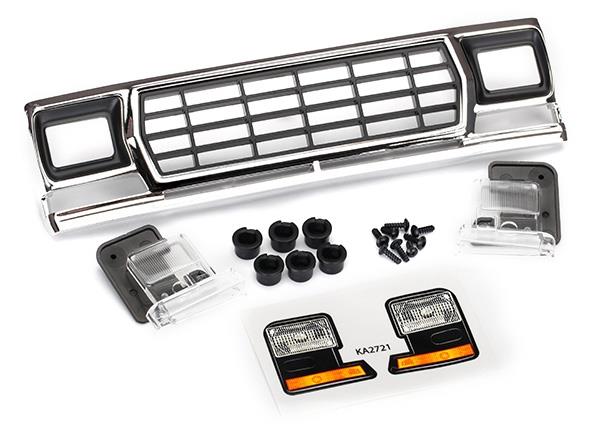 Traxxas Grille, Ford Bronco/ grille retainers (6)/ headlight housing (2)/ lens (2)/ 2.6x8 BCS (6)/ 2.5x6 BCS (2) (fits #8010 body)