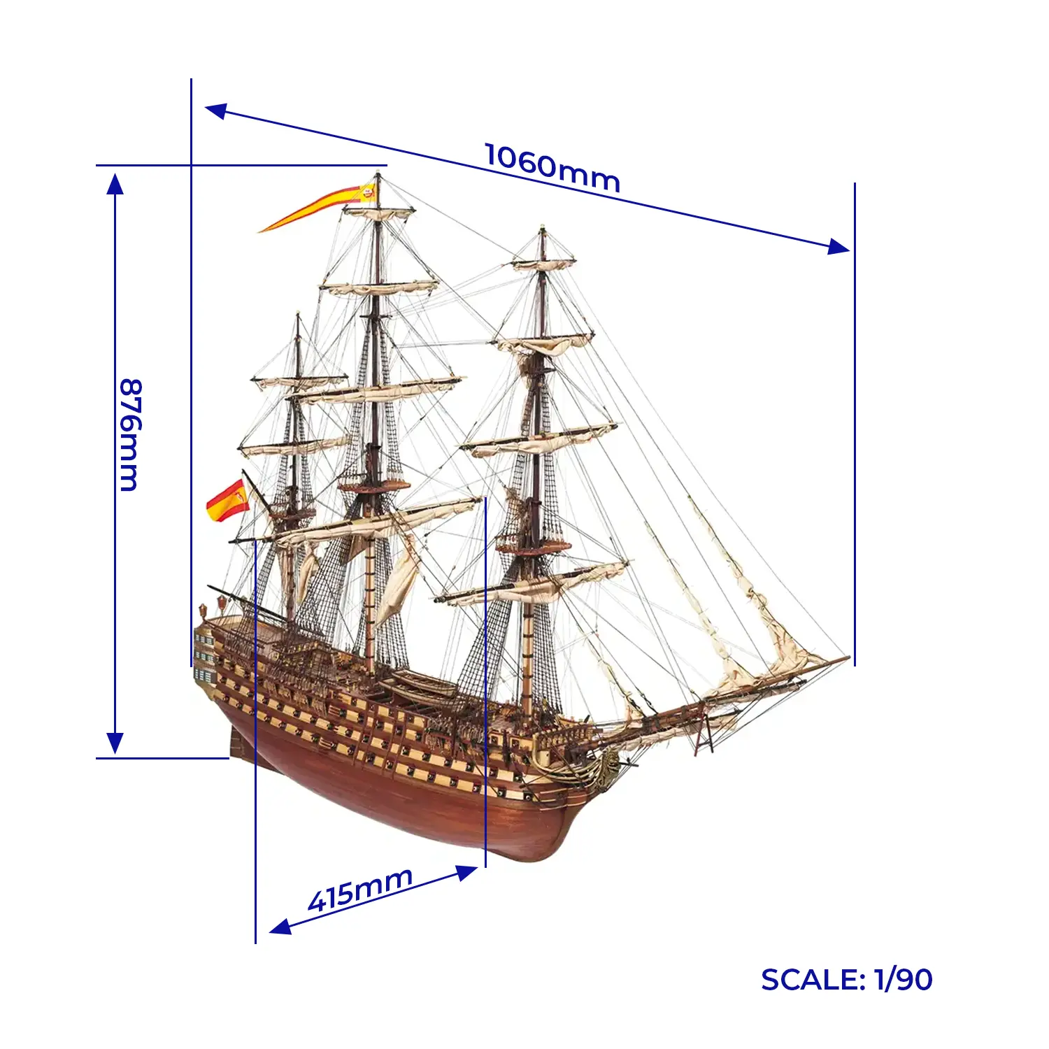 Occre Santisima Trinidad Houten Scheepsmodel 1/90