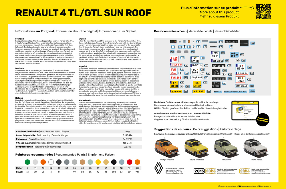 Heller Renault 4 TL/GTL Sun Roof 1/24