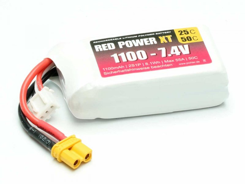 Red Power XT LiPo Accu 7.4 Volt 1100mAh XT60/XH