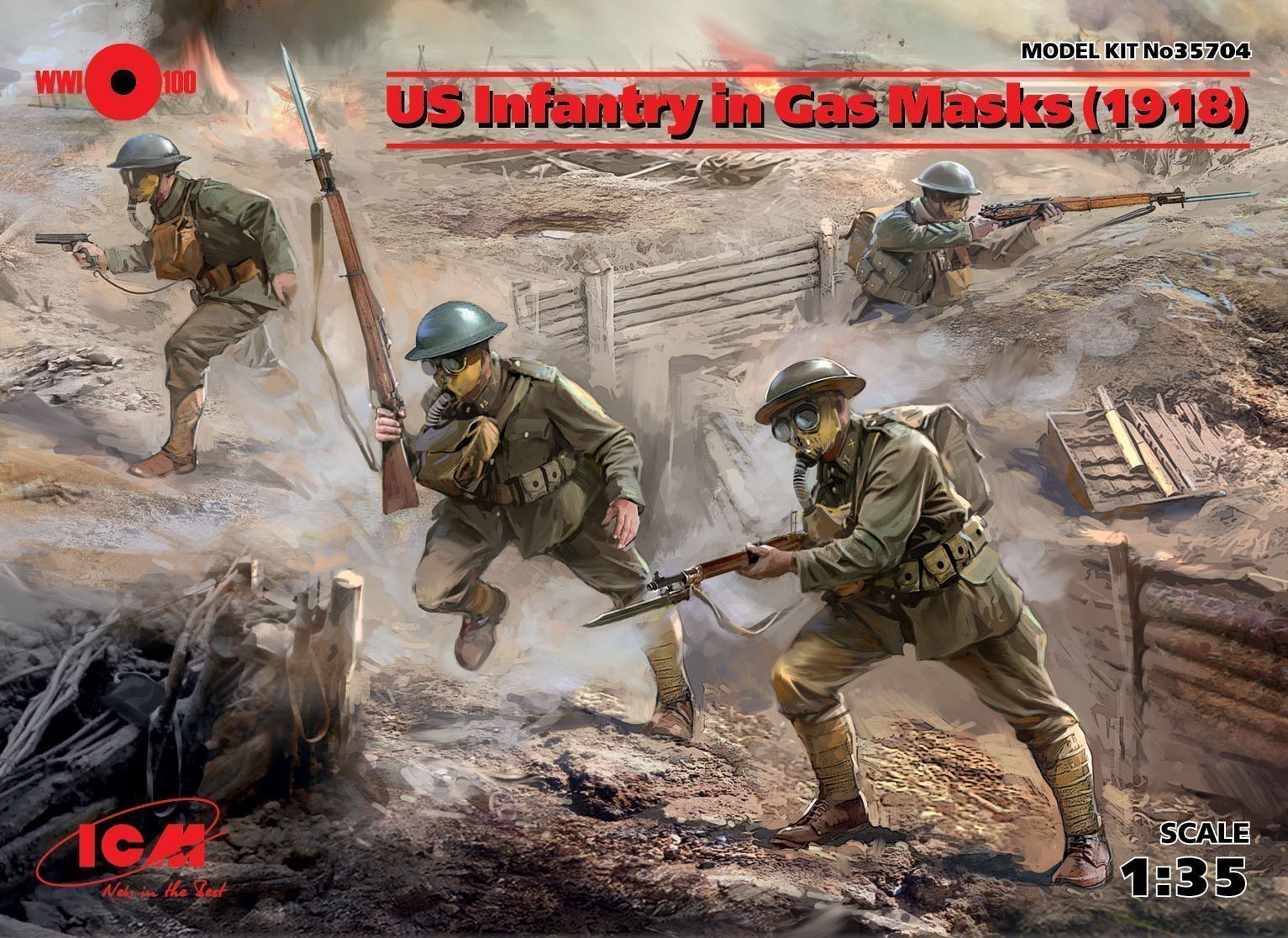 ICM US Infantry In Gas Masks (1918) 1/35
