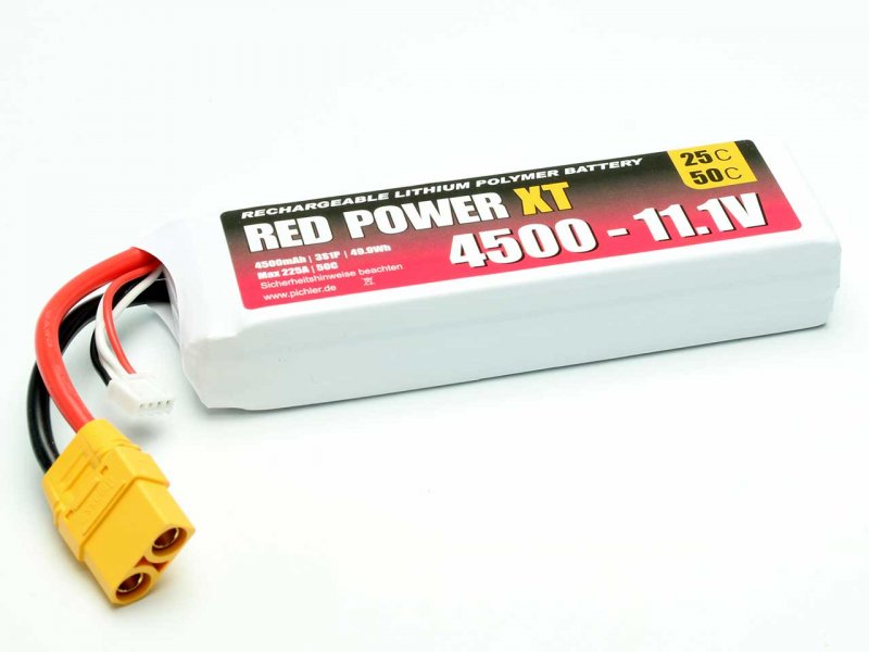 Red Power XT LiPo Accu 11.1 Volt 4500mAh 25C XT90/XH