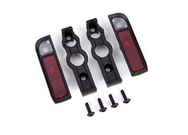 Traxxas Tail light housing black (2)/ lens (2)/ retainers (left & right)/ 2.6x8 BCS (self-tapping) (4)