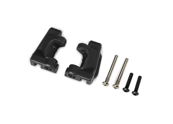 Traxxas  Caster Blocks (c-hubs), extreme heavy duty, black (left & right)/ 3x26mm hinge pins (2)/ 3x15mm BCS (2) (for use with #9180 and 9181 upgrade kit)