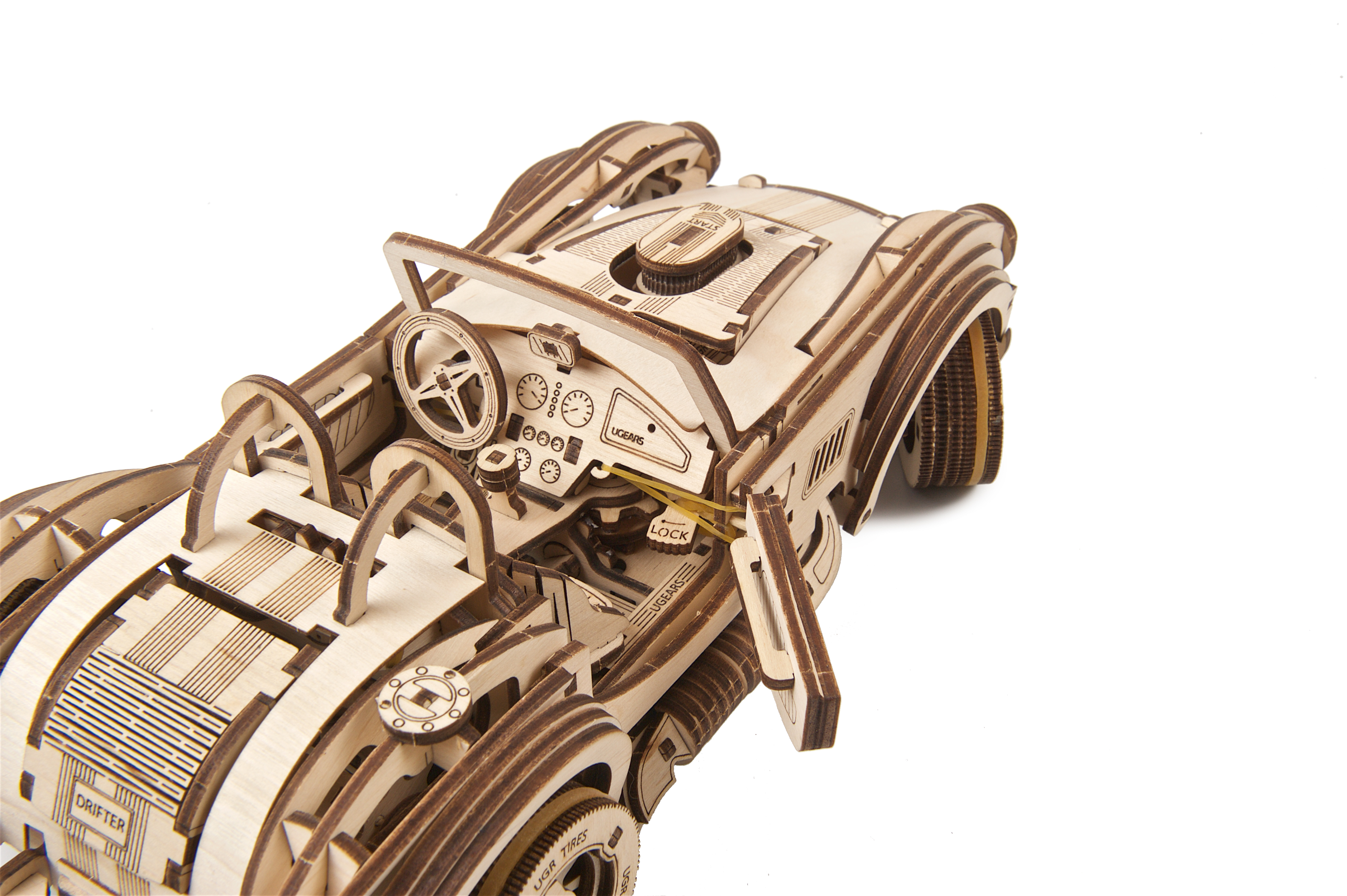 U-Gears Drift Cobra Racewagen mechanisch houten bouwpakket