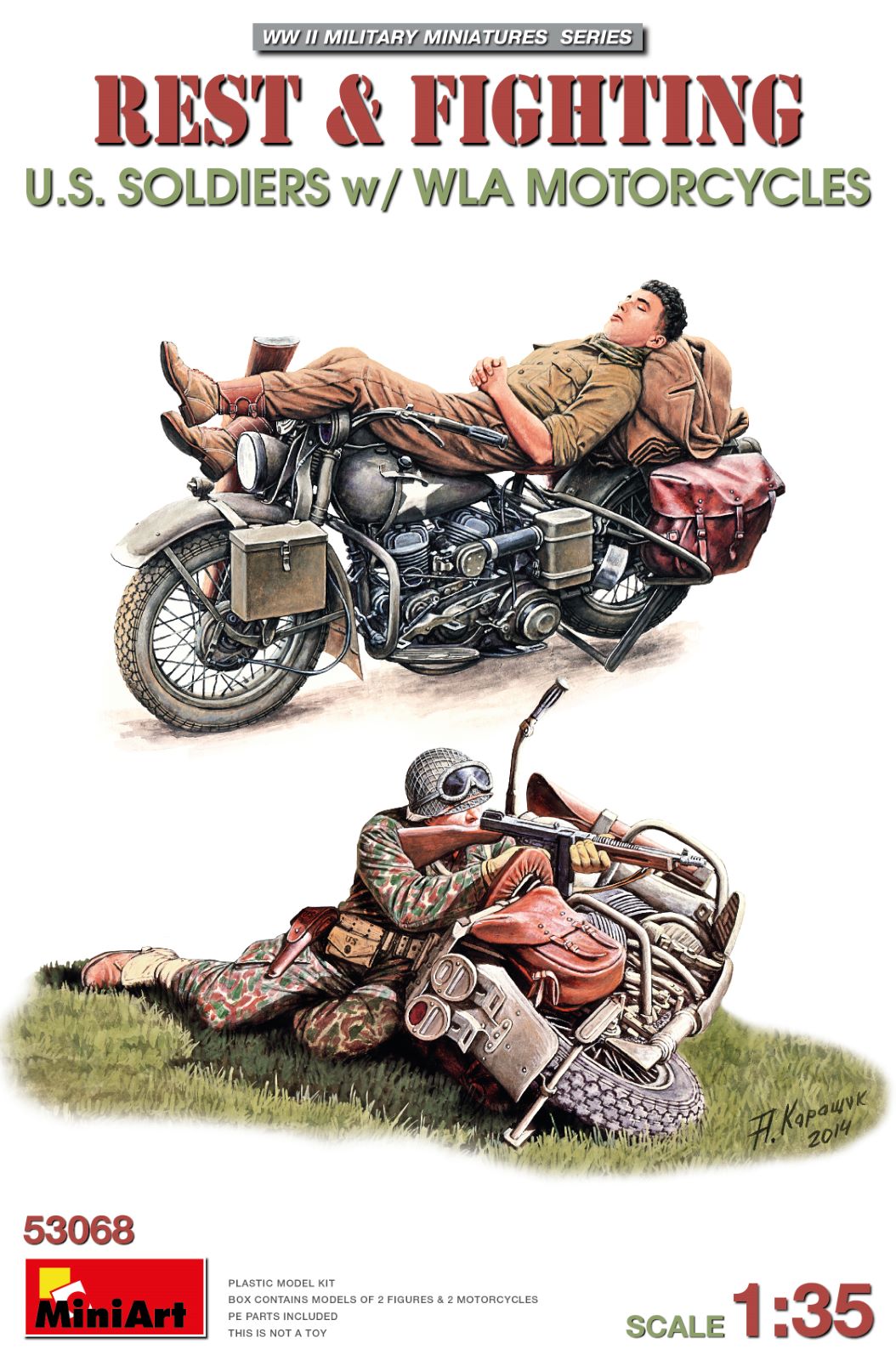 MiniArt Rest & Fighting U.S. Soldiers with WLA Motorcycles 1/35