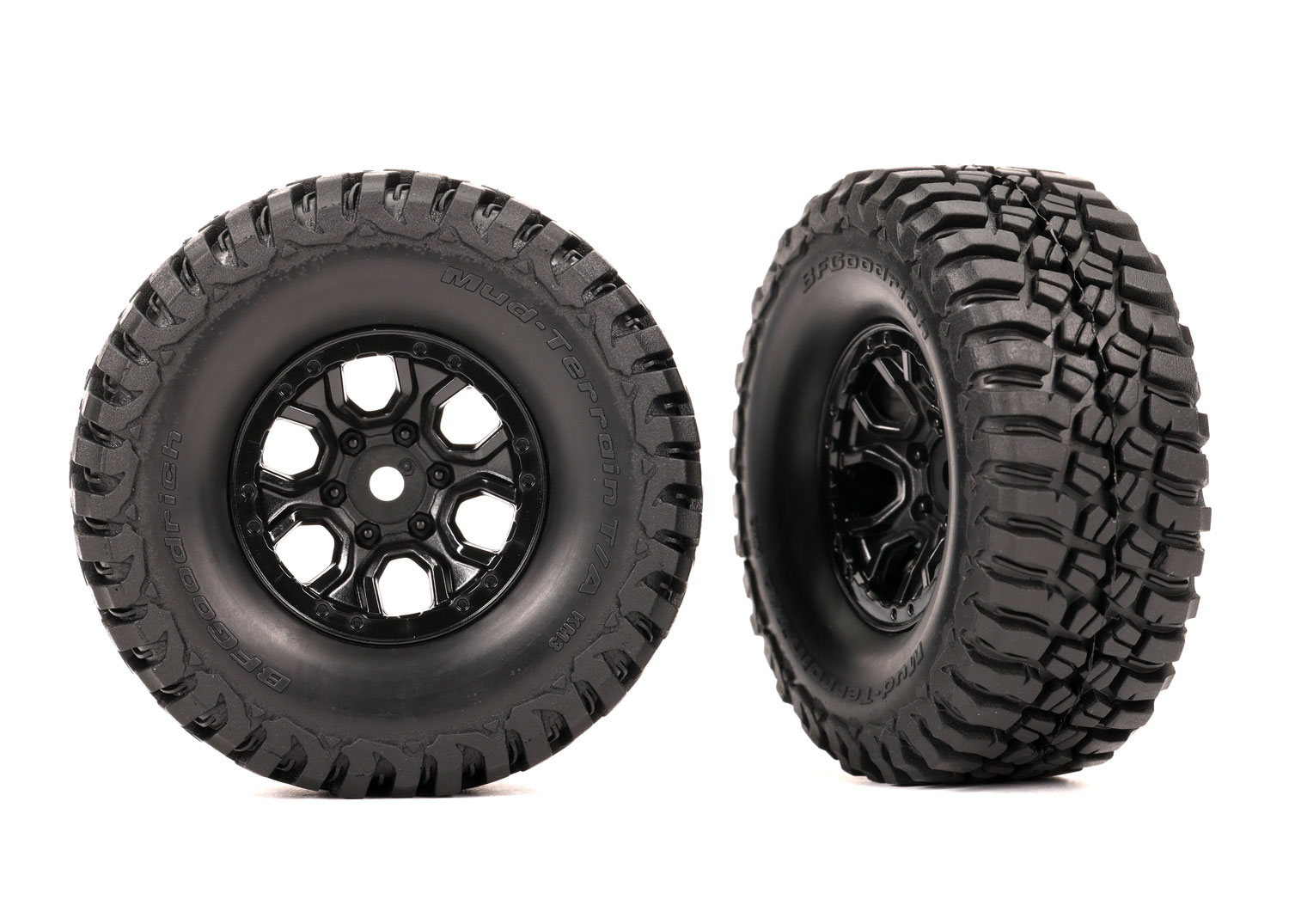 Traxxas Tires & wheels, assembled (black 1.0" wheels, BFGoodrich® Mud-Terrain™ T/A® KM3 2.2x1.0" tires) (2)