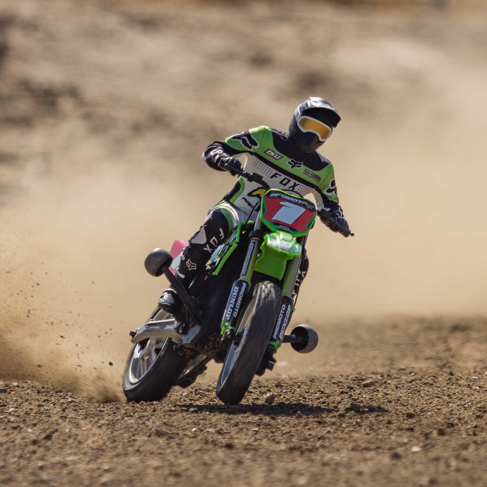 Losi Promoto-MX Pro Circuit 2S RTR Brushless Motorcycle (Battery and Charger Included), Green 1/4