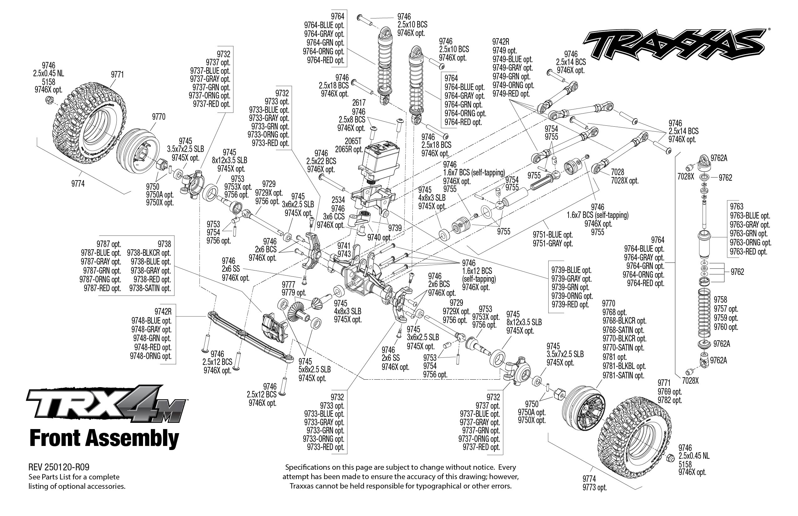 Traxxas TRX-4M Ford Bronco (97074-1) Front Assembly Exploded View