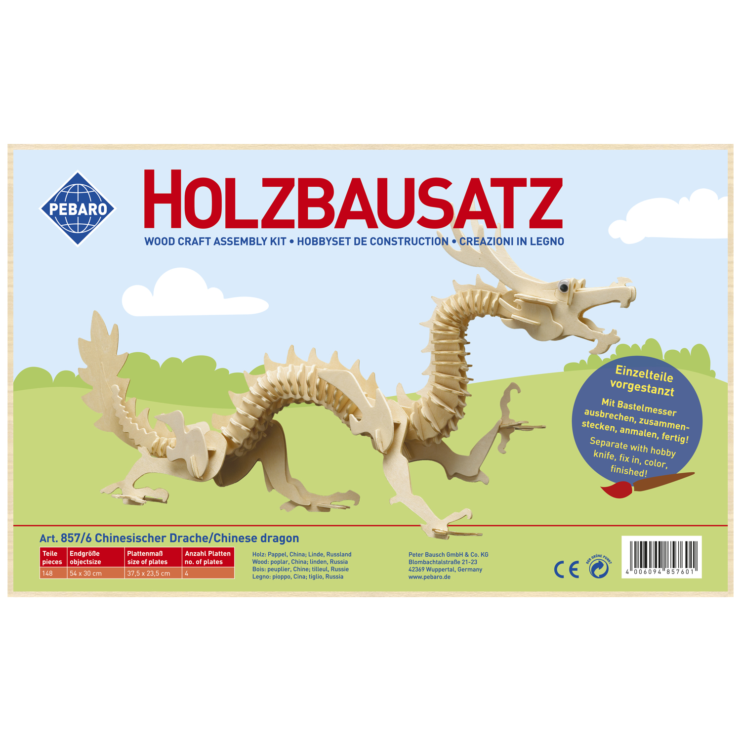 Pebaro Houten Bouwset Chinese Draak