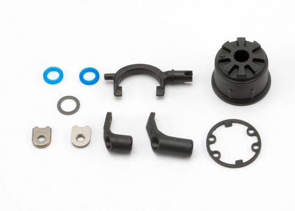 Traxxas Carrier, differential (heavy duty)/ differential fork/ linkage arms (front & rear)/x-ring gaskets (2)/ ring gear gasket/ bushings (2)/ 6.5x10x0.5 TW
