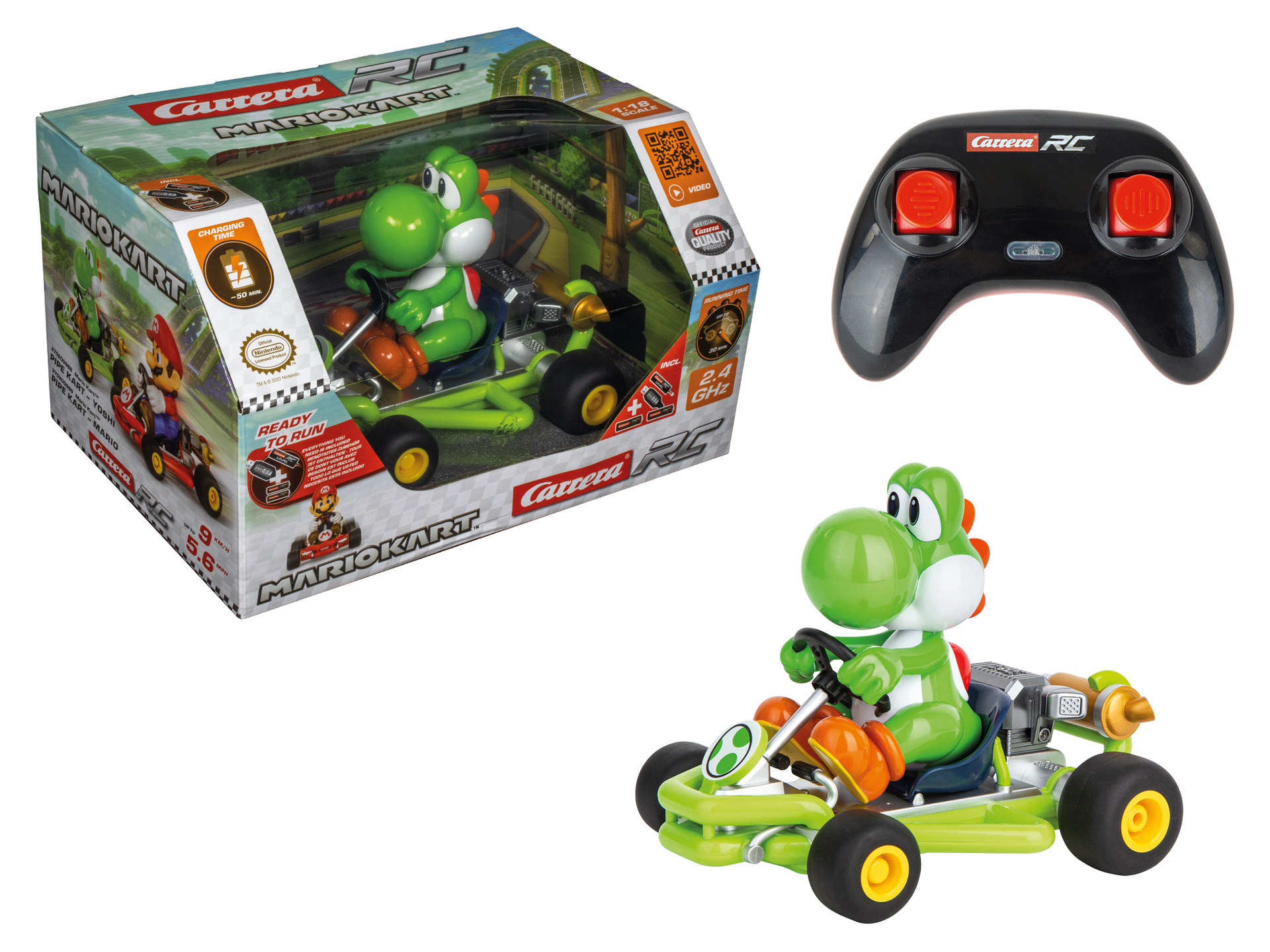 Carrera 2,4GHz Mario Kart™ Pipe Kart, Yoshi 1/18