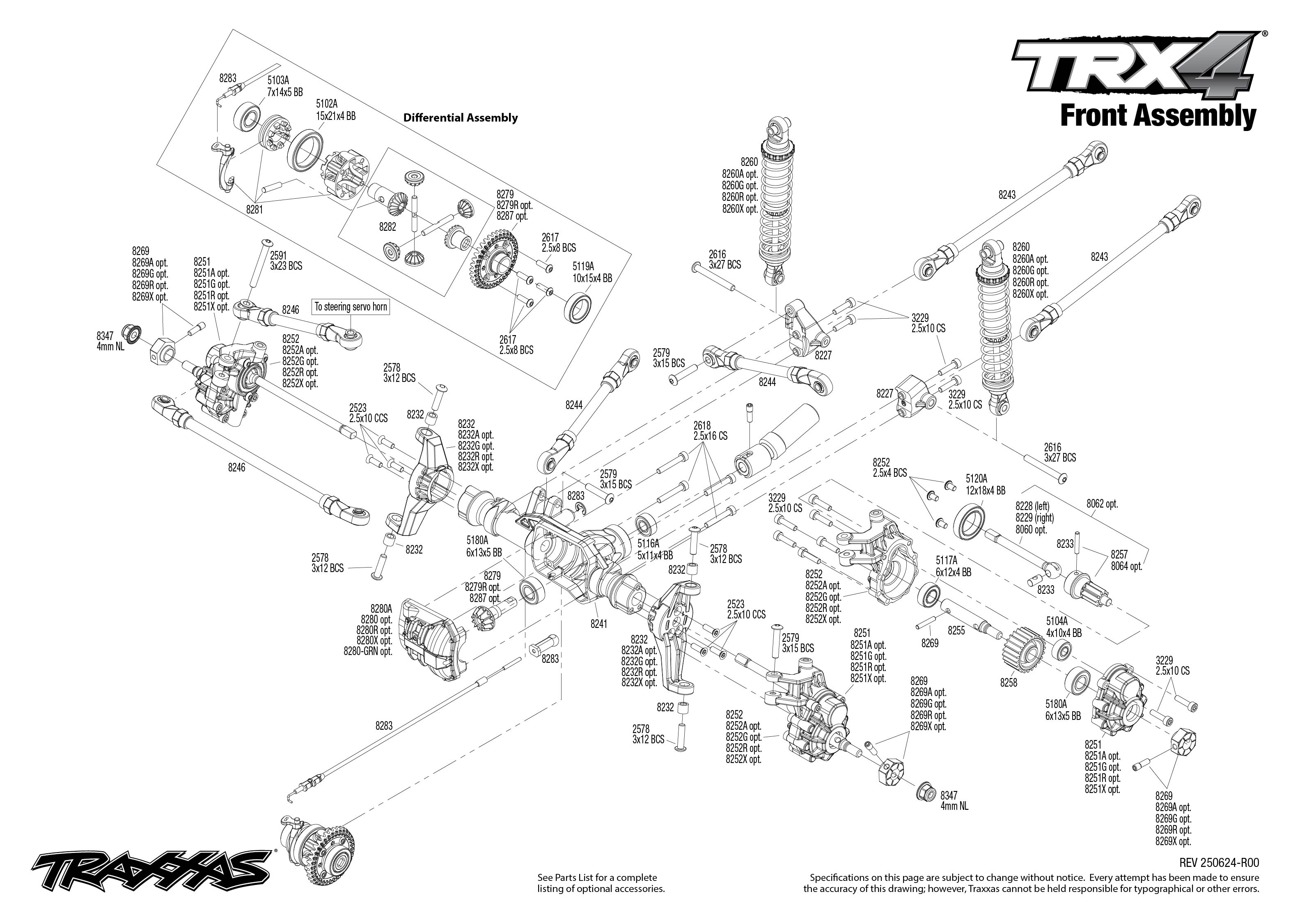 Traxxas TRX-4 Nissan Pathfinder (110056-4) Front Assembly Exploded View