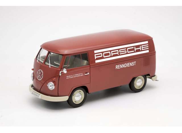Welly 1963 Volkswagen T1 Bus Porsche Renndienst 1/18 Rood