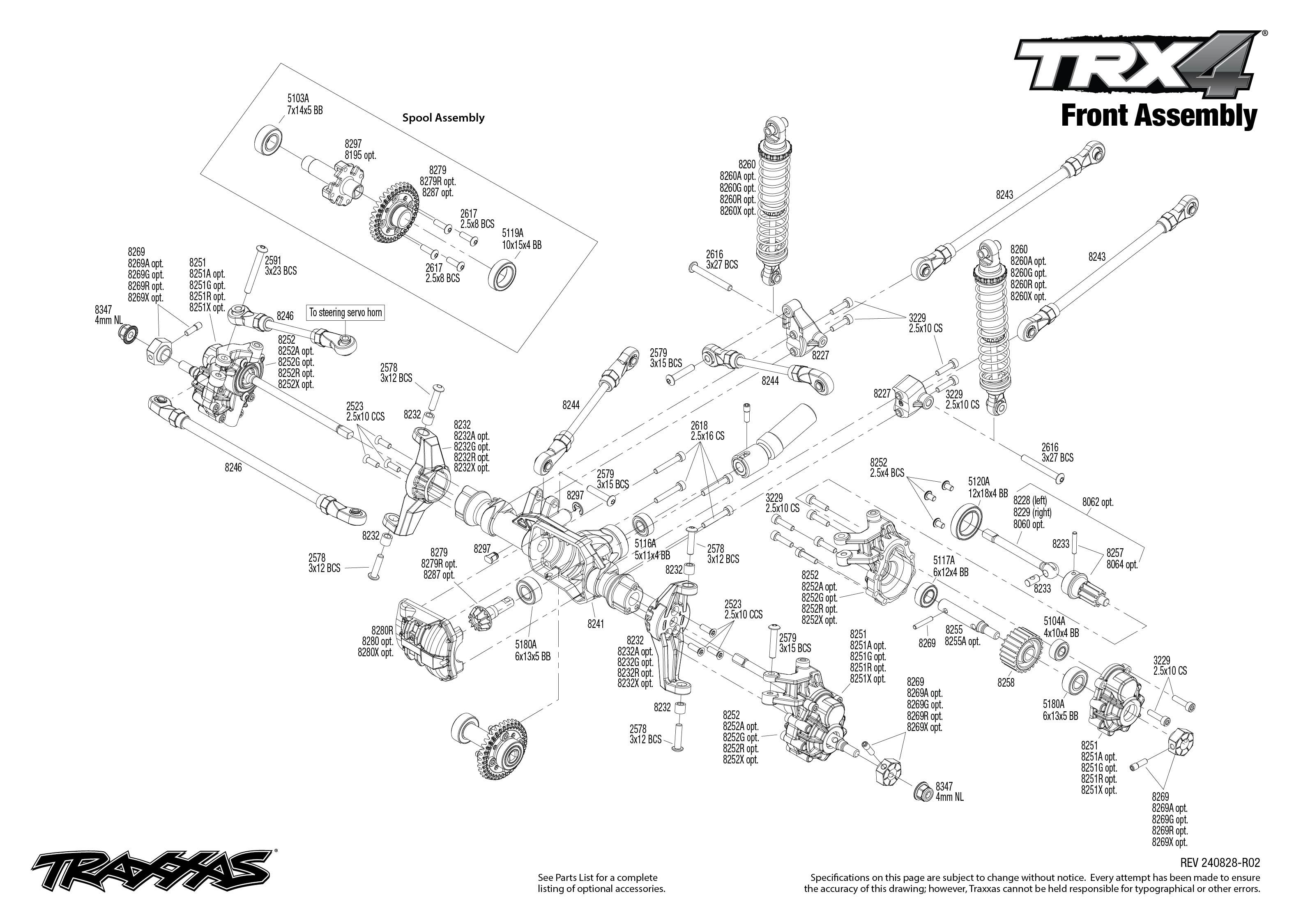 Traxxas TRX-4 Sport (82224-4) Front Assembly Exploded View