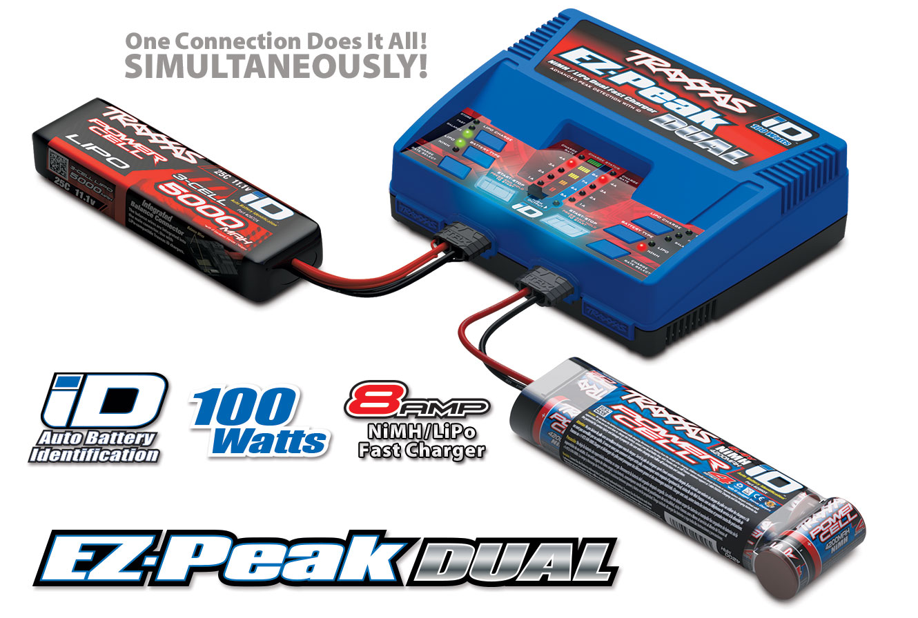 Traxxas Charger EZ-Peak Plus 100W Duo LiPo/NiMH with iD Aut Bat EU