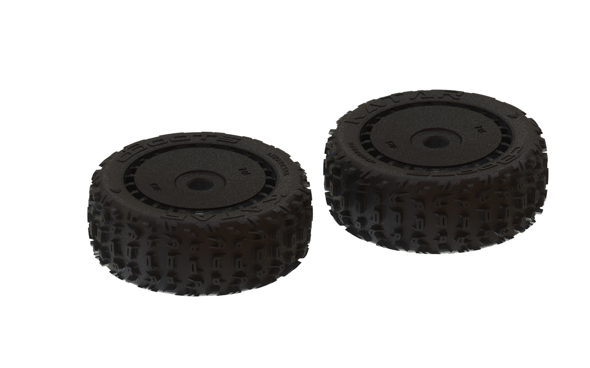 Arrma 1/8 dBoots Front/Rear 3.3 Pre-Mounted Off-Road Tires, 17mm Hex, Black Katar B 6S