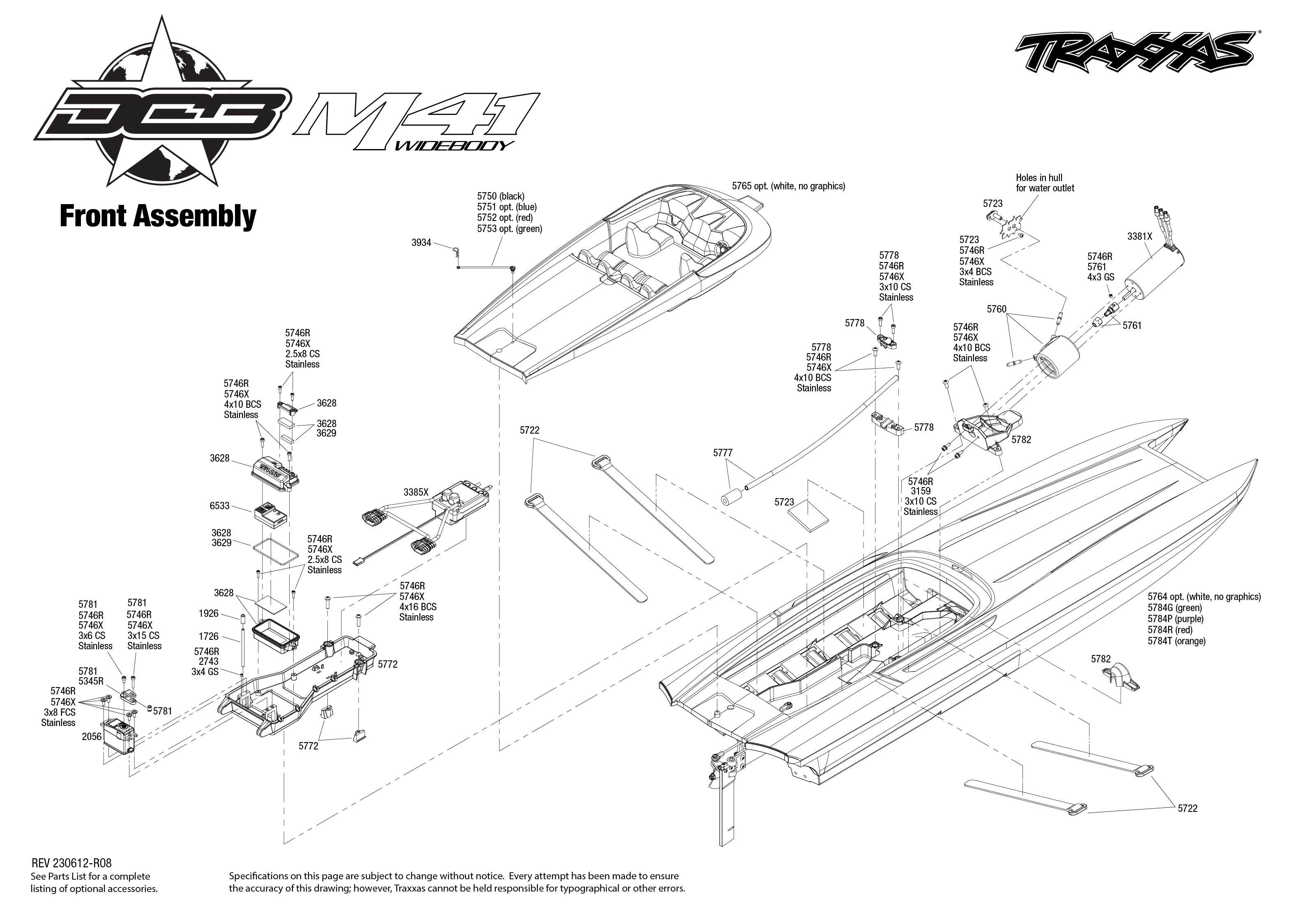 Traxxas DCB M41 Widebody (57046-4) Front Assembly Exploded View