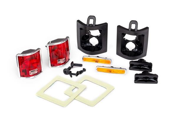 Traxxas Tail lights, left & right (assembled)/ tail light retainers, left & right/ side marker lights (assembled) (2)/ side marker retainers (2)/ mounting tape (2)/ 1.6x5 BCS (self-tapping) (4)/ 2.6x8 BCS (2) (fits #8130 or 9212 series bodies)