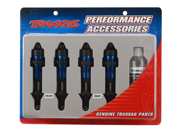 Traxxas Shocks, GTR aluminum, blue-anodized bodies with TiN shafts (fully assembled w/o springs) (4)