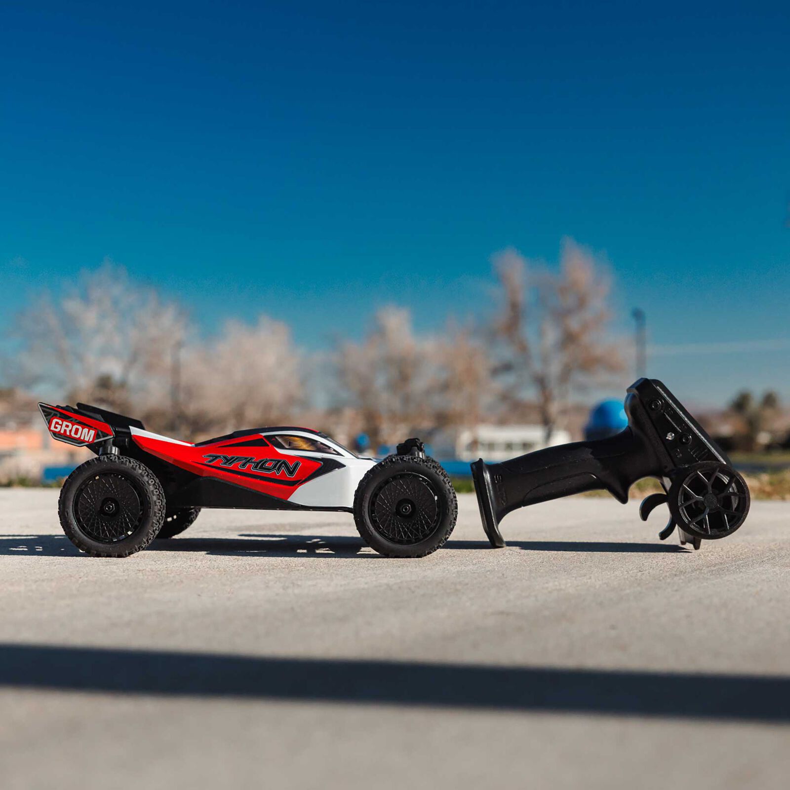 Arrma TYPHON GROM MEGA 380 Brushed 4X4 Small Scale Buggy RTR with Battery & Charger Red/White 1/18