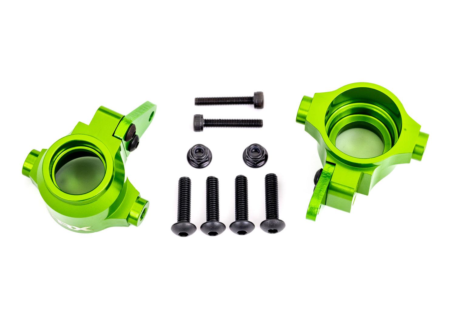 Traxxas Steering blocks, 6061-T6 aluminum (green-anodized), left & right/ steering block arms (2)/ 4x16mm BCS (with threadlock) (4)/ 3x18mm CS (2)/ 3x10mm BCS (with threadlock) (4)/ M3x0.5mm NL (2)