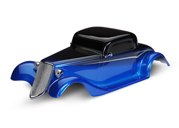 Traxxas Body Factory Five '33 Hot Rod Coupe complete (blue) (painted decals applied) (includes front grille side mirrors headlights tail lights foam pads)