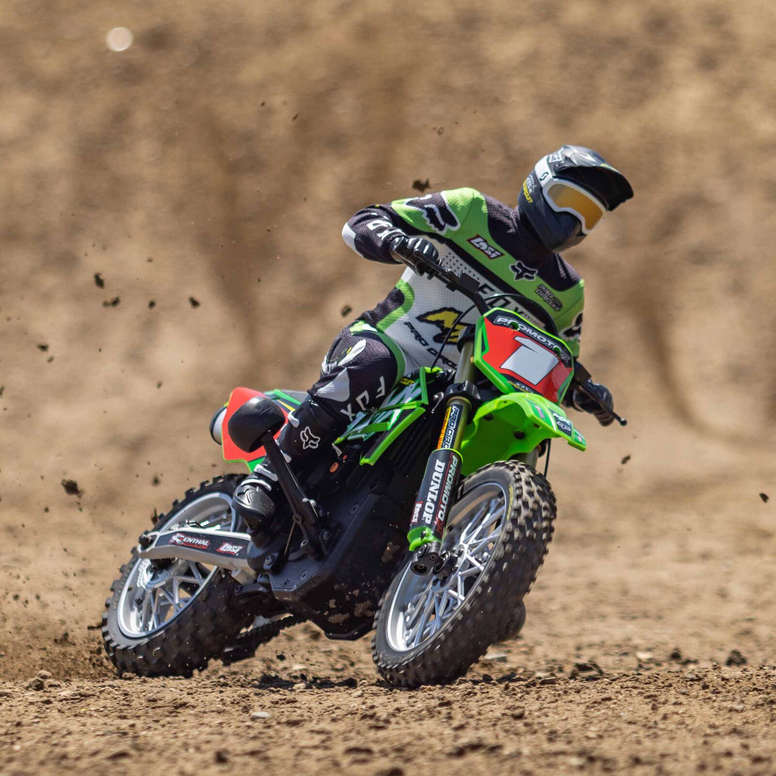 Losi Promoto-MX Pro Circuit 2S RTR Brushless Motorcycle (Battery and Charger Included), Green 1/4