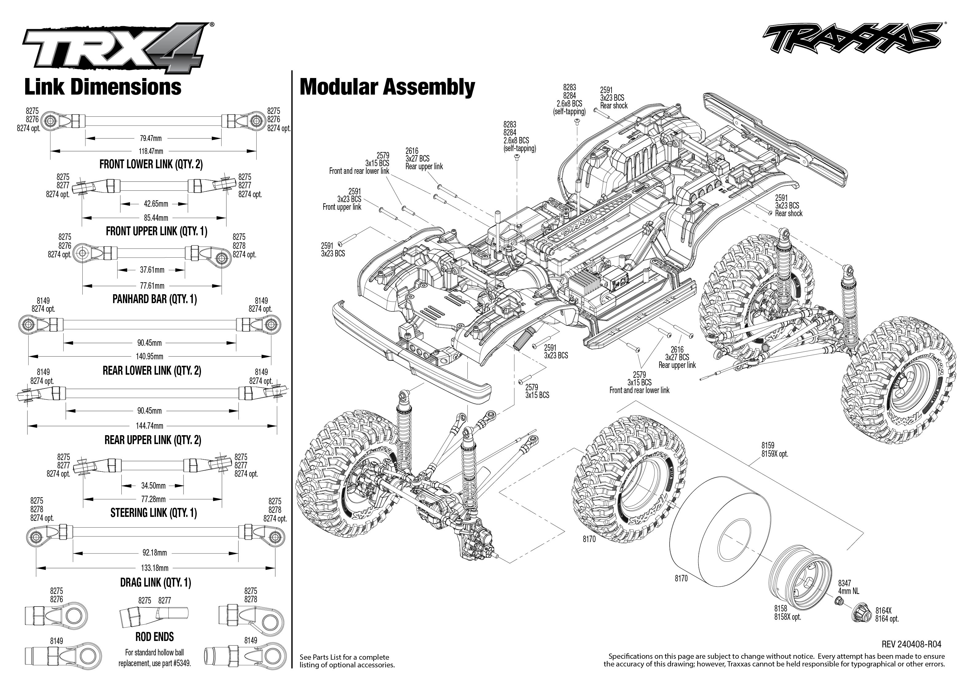 Traxxas TRX-4 Ford F-150 High Trail Edition (92046-4) Modular Assembly Exploded View