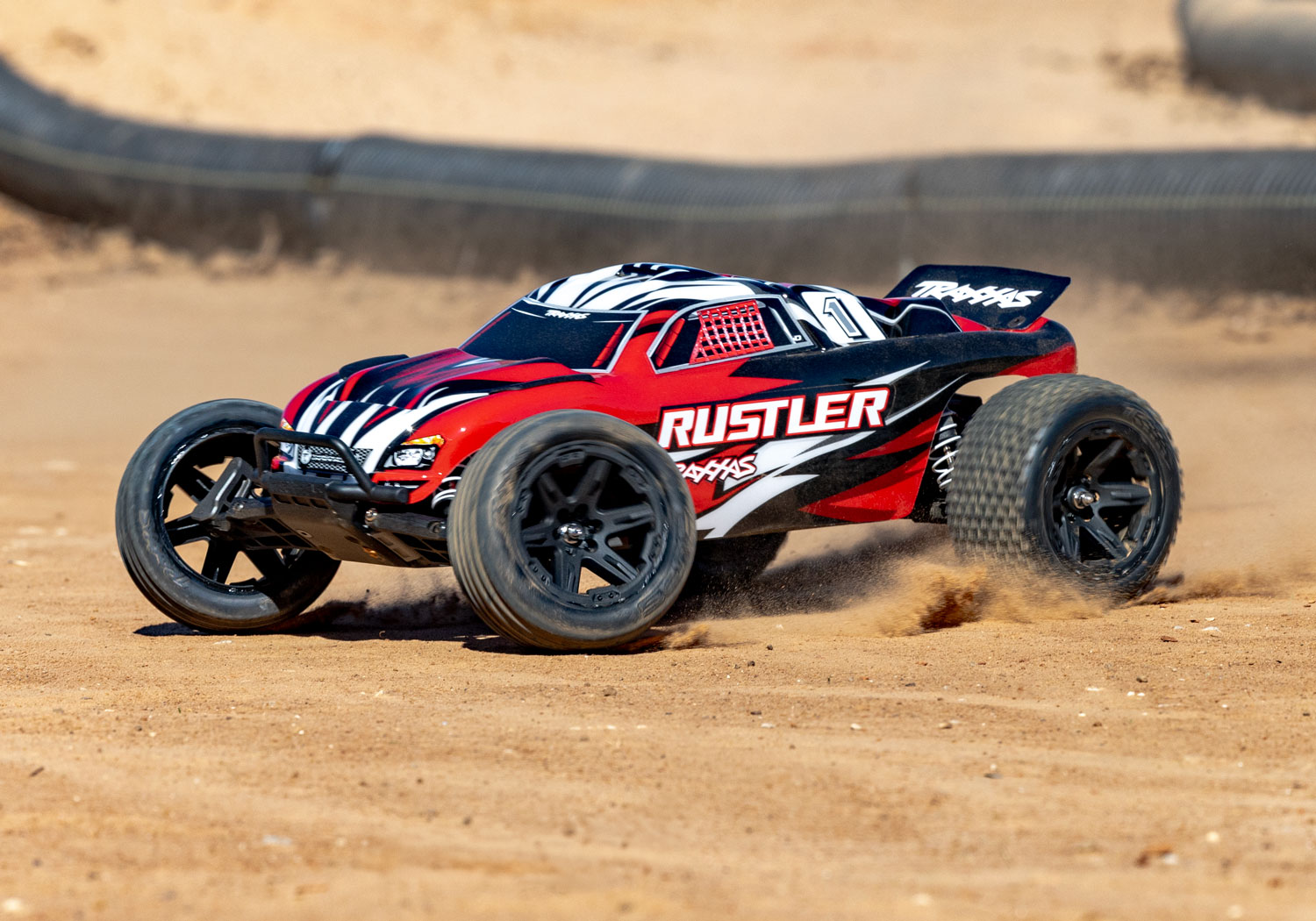 Traxxas Rustler 2WD Brushed with Battery & USB-C Charger Red X