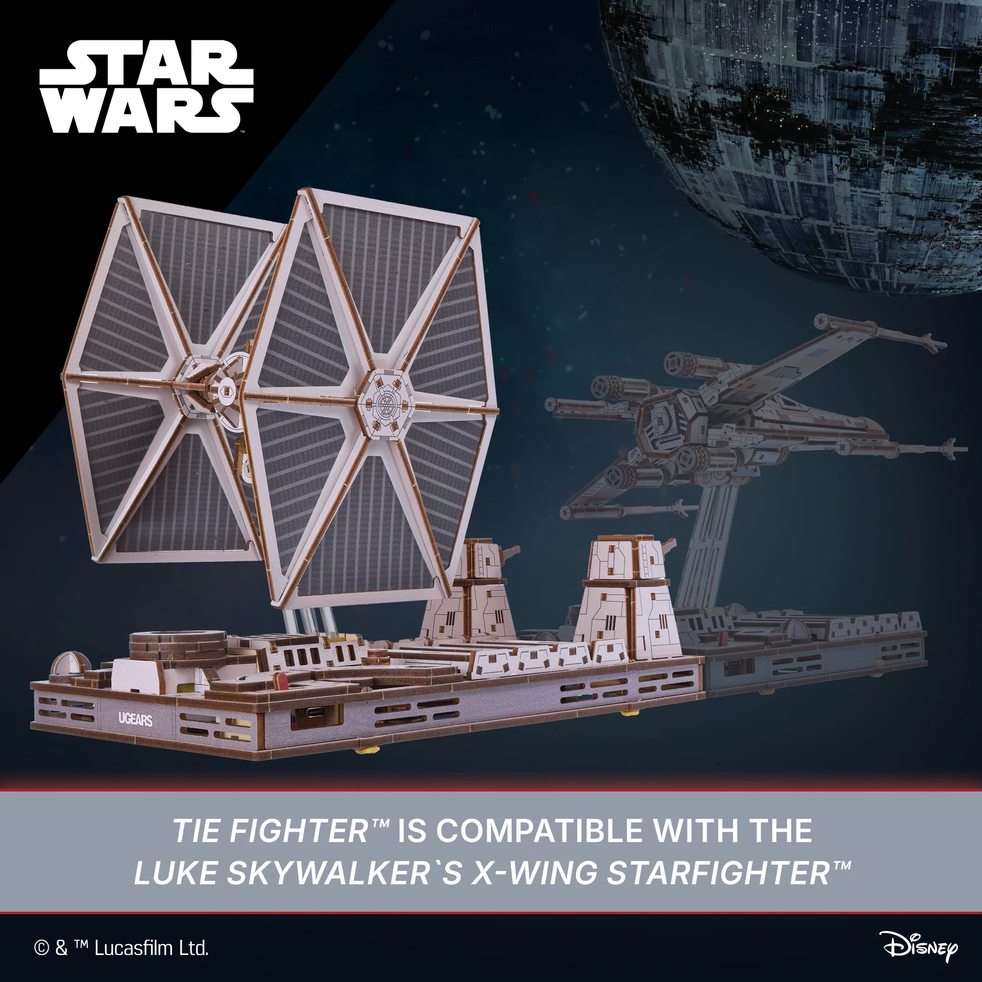 U-Gears Tie Fighter Star Wars mechanisch houten bouwpakket