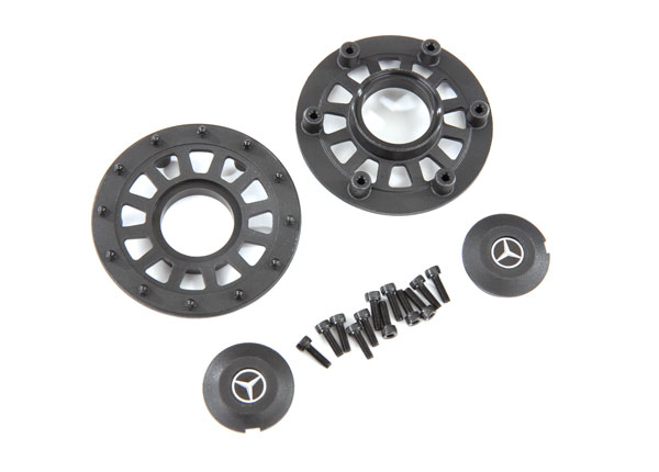 Traxxas Center caps (2)/ beadlock rings (2) (requires #8255A extended stub axle)